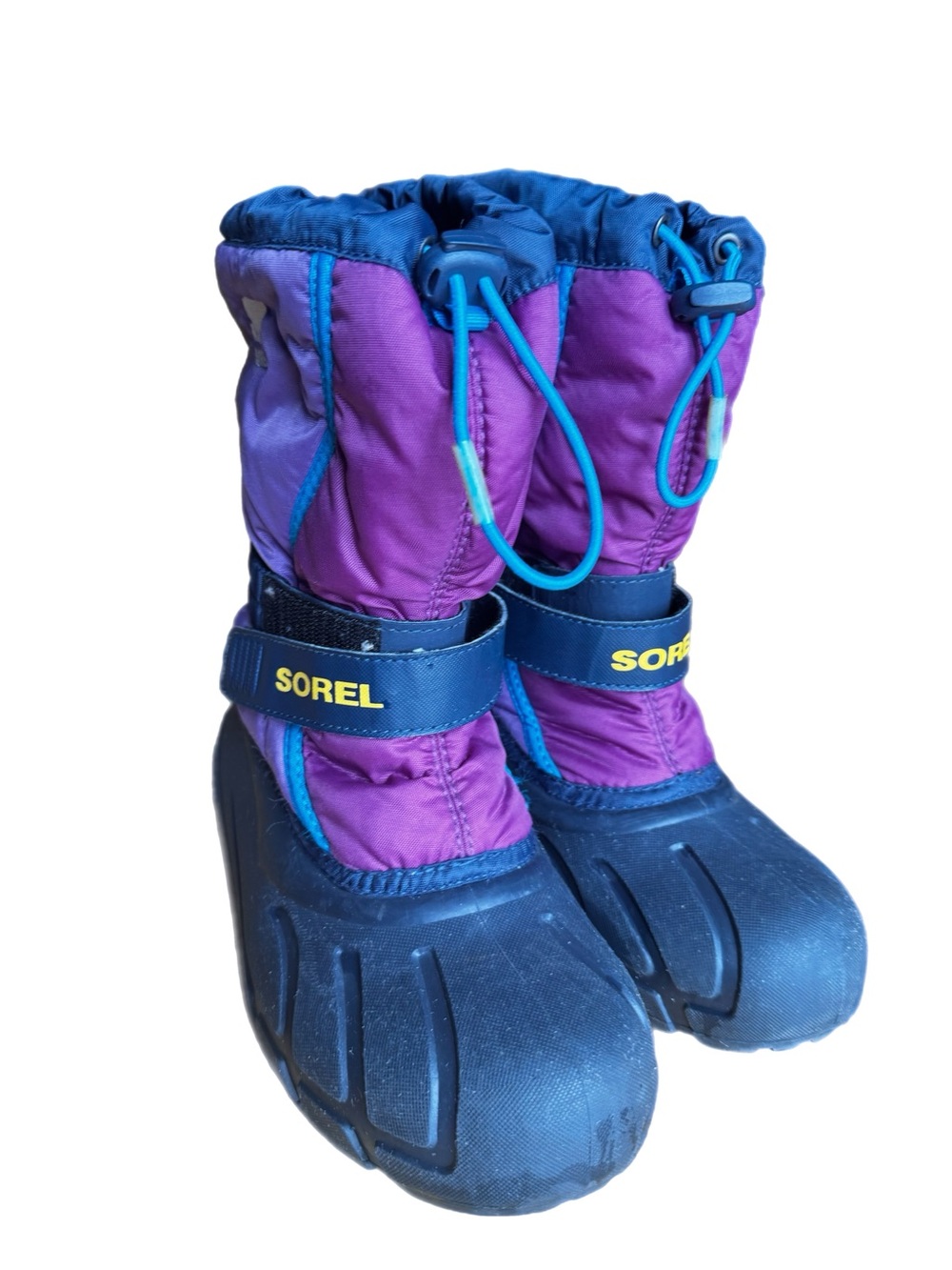 Sorel Flurry Youth Purple Insulated Waterproof Snow Boots with Strap Size 4